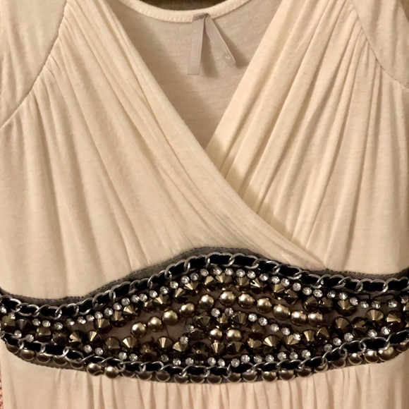 Sleeveless Off White Sequins Dress - Picture 2 of 4